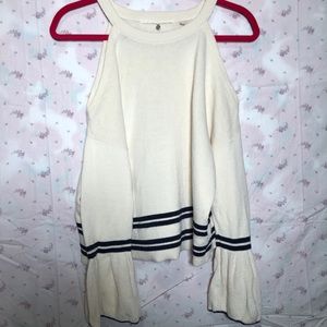 Knitted and knotted peekaboo shoulders sweater